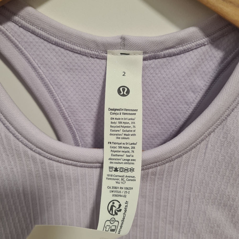 Lululemon Lilac Ribbed Tank - Picture 4 of 5